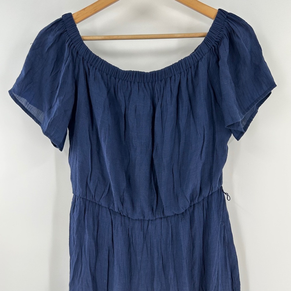 Luxology Navy Blue Off Shoulder Tiered Maxi Dress Large Y70B97114